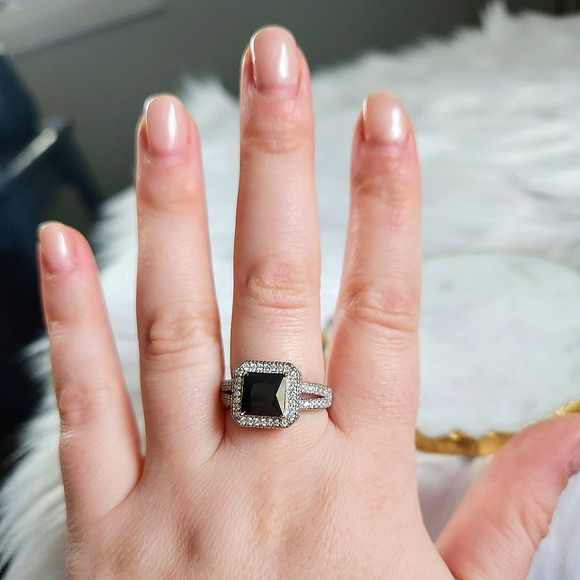 NWT Ryze Black Onyx Cubic Zirconia .925 Sterling Silver Ring - Size 8.75 - Picture 8 of 9